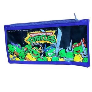 VINTAGE 1989 Teenage mutant ninja turtles purple zip pencil case. Soft. turtles